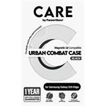 CARE - Puzdro Urban Combat s čiernym QI pre Samsung Galaxy S25 Edge, transparentná