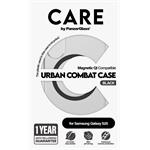 CARE - Puzdro Urban Combat s čiernym QI pre Samsung Galaxy S25, transparentná