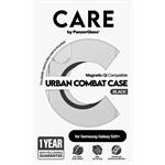 CARE - Puzdro Urban Combat s čiernym QI pre Samsung Galaxy S25+, transparentná