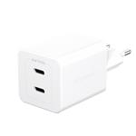 empower - Cestovný adaptér Grand Prix 2x USB-C, GaN, 45 W PD, striebornobiela