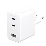 empower - Cestovný adaptér Grand Prix 2x USB-C/USB-A, GaN, 70 W PD, striebornobiela