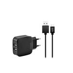 Fonex - Cestovná nabíjacia sada 2xUSB-A/USB-C, 2,1 A, 10 W, čierna