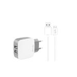 Fonex - Cestovná nabíjacia sada 2xUSB/USB-C, 2,1 A, 10 W, biela