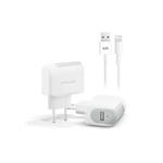 Fonex - Cestovná nabíjacia sada USB/MFI Lightning, 2,1 A, 10 W, biela