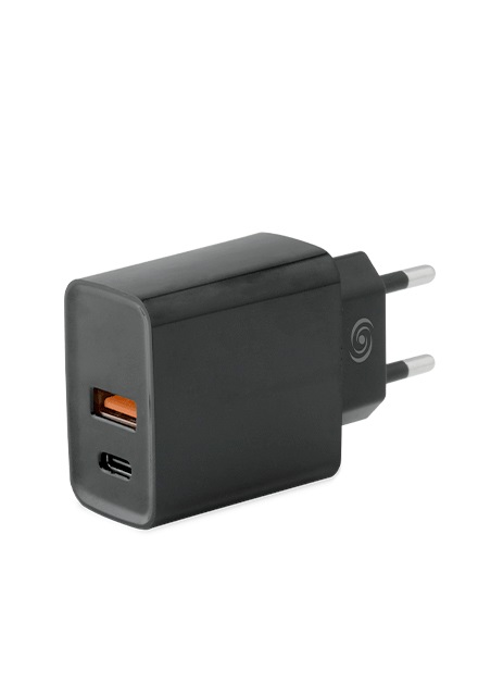 Fonex - Cestovný adaptér s technológiou Power Delivery USB-A/USB-C, 3.1 A, 18 W, čierna