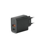 Fonex - Cestovný adaptér s technológiou Power Delivery USB/USB-C, 3.1 A, 18 W, čierna