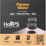 PanzerGlass - Ochranný kryt objektívu Hoops pre iPhone 15/15 Plus, čierna