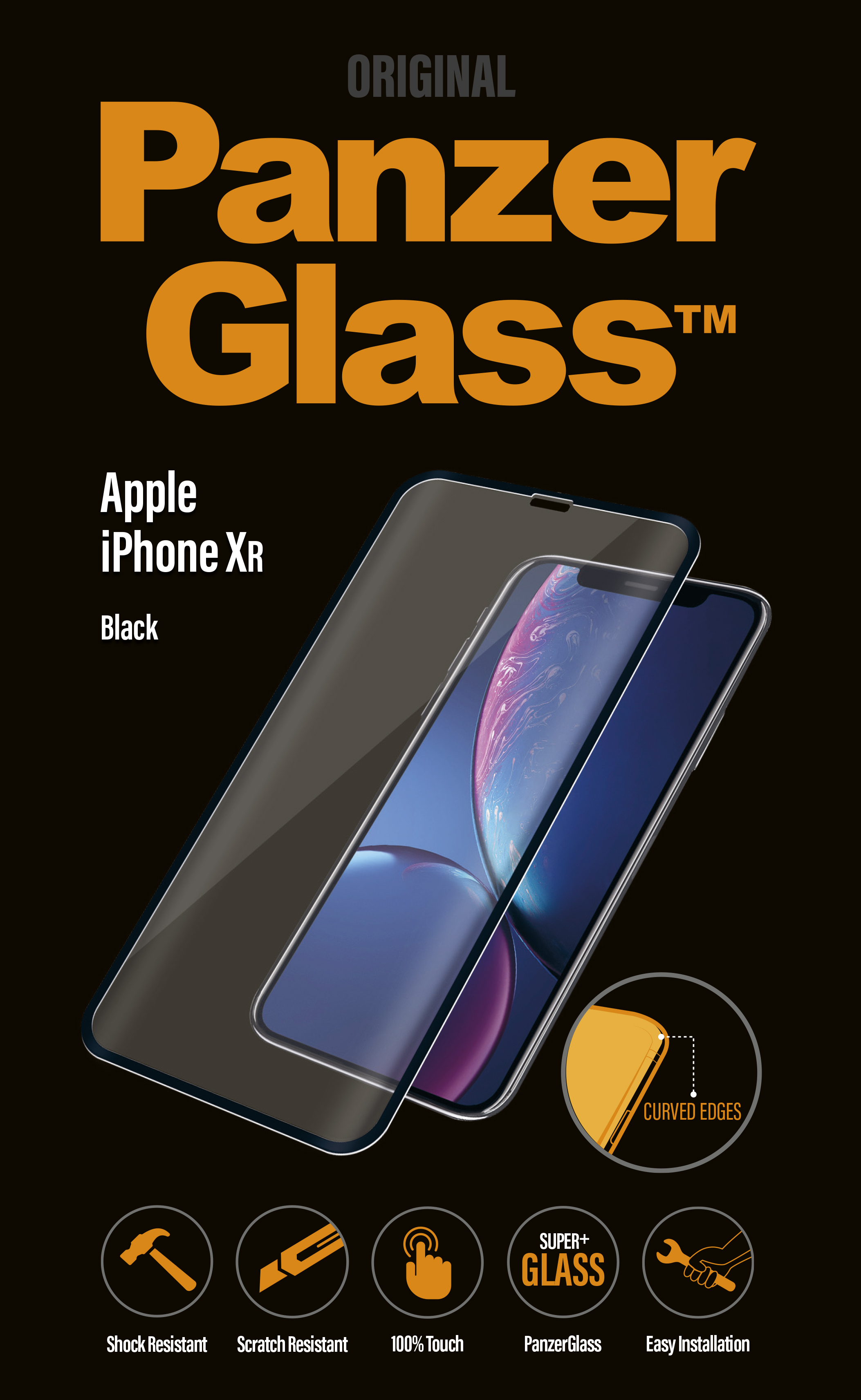 PanzerGlass - Tvrdené sklo Curved Edges pre iPhone XR, čierna