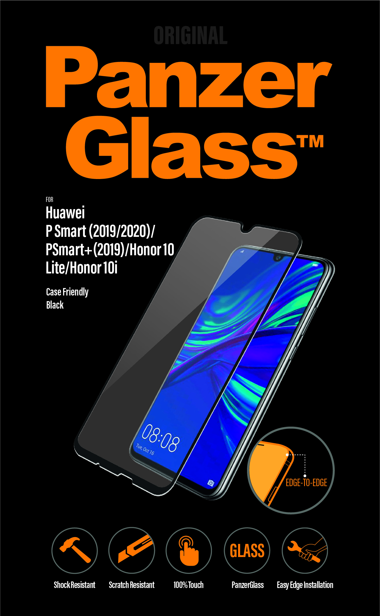 PanzerGlass - Tvrdené sklo pre Honor 10 Lite/Huawei P Smart (2019), čierna