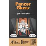 PanzerGlass - Tvrdené sklo UWF Privacy s aplikátorom pre iPhone 15 Plus, čierna