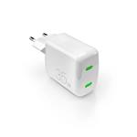 PURO - Cestovný adaptér MiniPro 2x USB-C, GaN, 35 W, biela