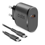 SBS - Cestovná nabíjacia sada USB-C 15 W, kábel USB-C/USB-C, 1 m, čierna