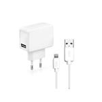 SBS - Cestovná nabíjacia sada USB/MFI Lightning, 1 A, biela