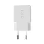 SBS - Cestovný adaptér Extra Slim USB-C, GaN, 30 W, PD, biela