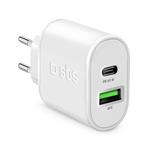 SBS - Cestovný adaptér GaN USB-A PD 65 W/USB-A AFC 18 W, biela