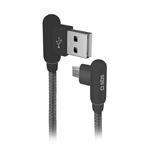 SBS - Kábe,l USB/Micro-USB s kovovými konektormi 90°, dĺžka 1 m, čierna