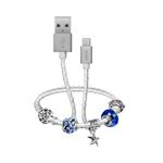 SBS - Kábel S&L USB/Micro-USB s amuletmi, 39 cm, biela