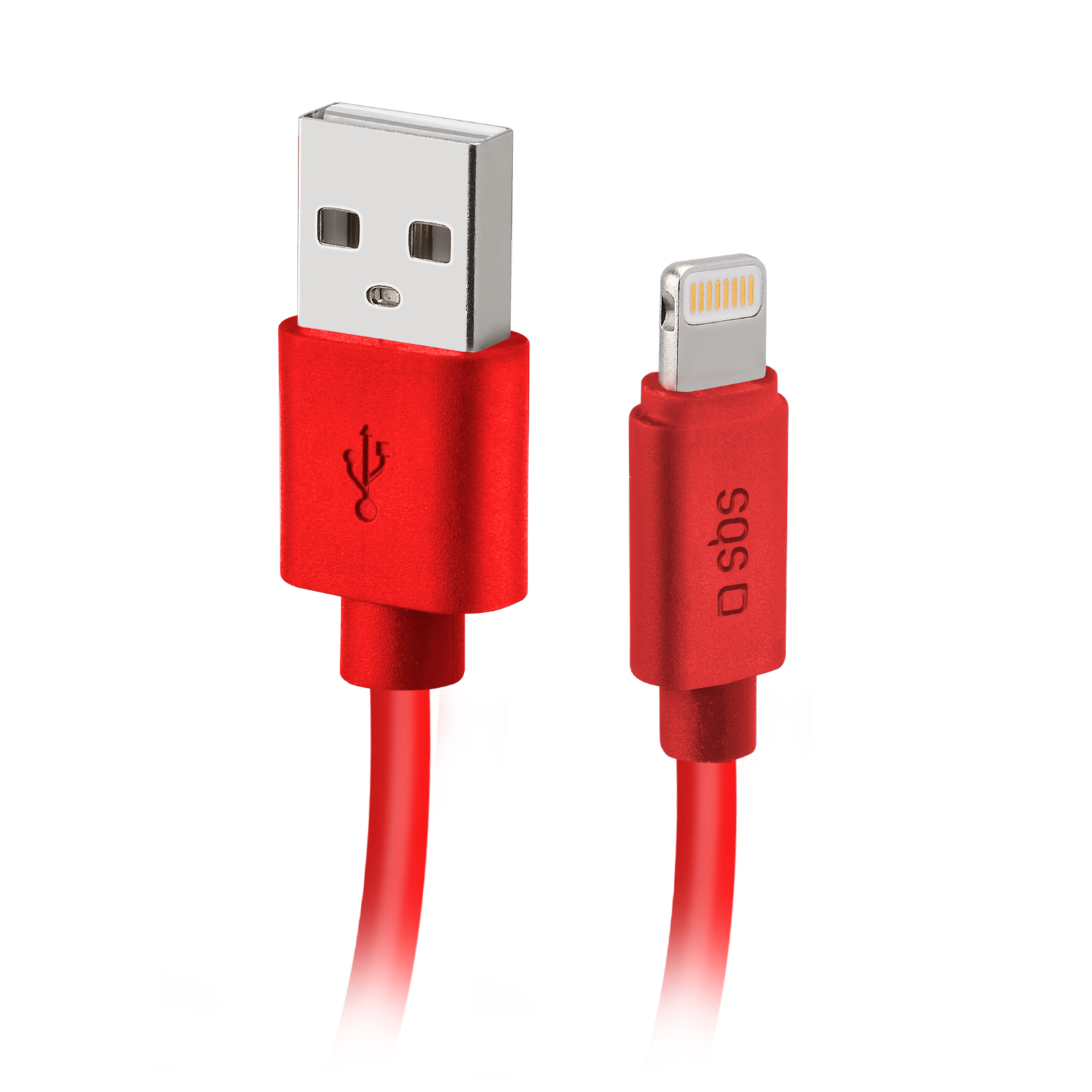 SBS - Kábel USB-A/MFI Lightning, Polo, silikónový, 1 m, červená