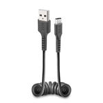 SBS - Kábel USB-C/USB-A, 18 W, špirálový,  0,5 m, čierna