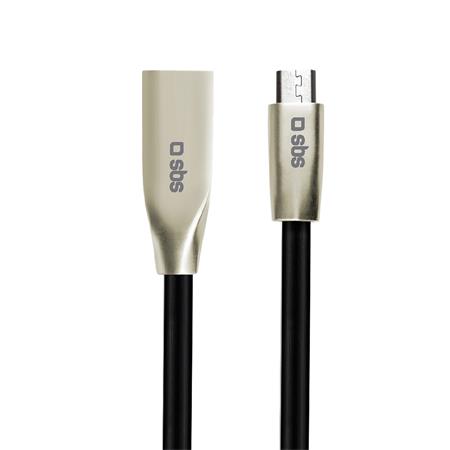SBS - Kábel USB/Micro-USB s kovovými koncovkami, 1.5 m, čierna