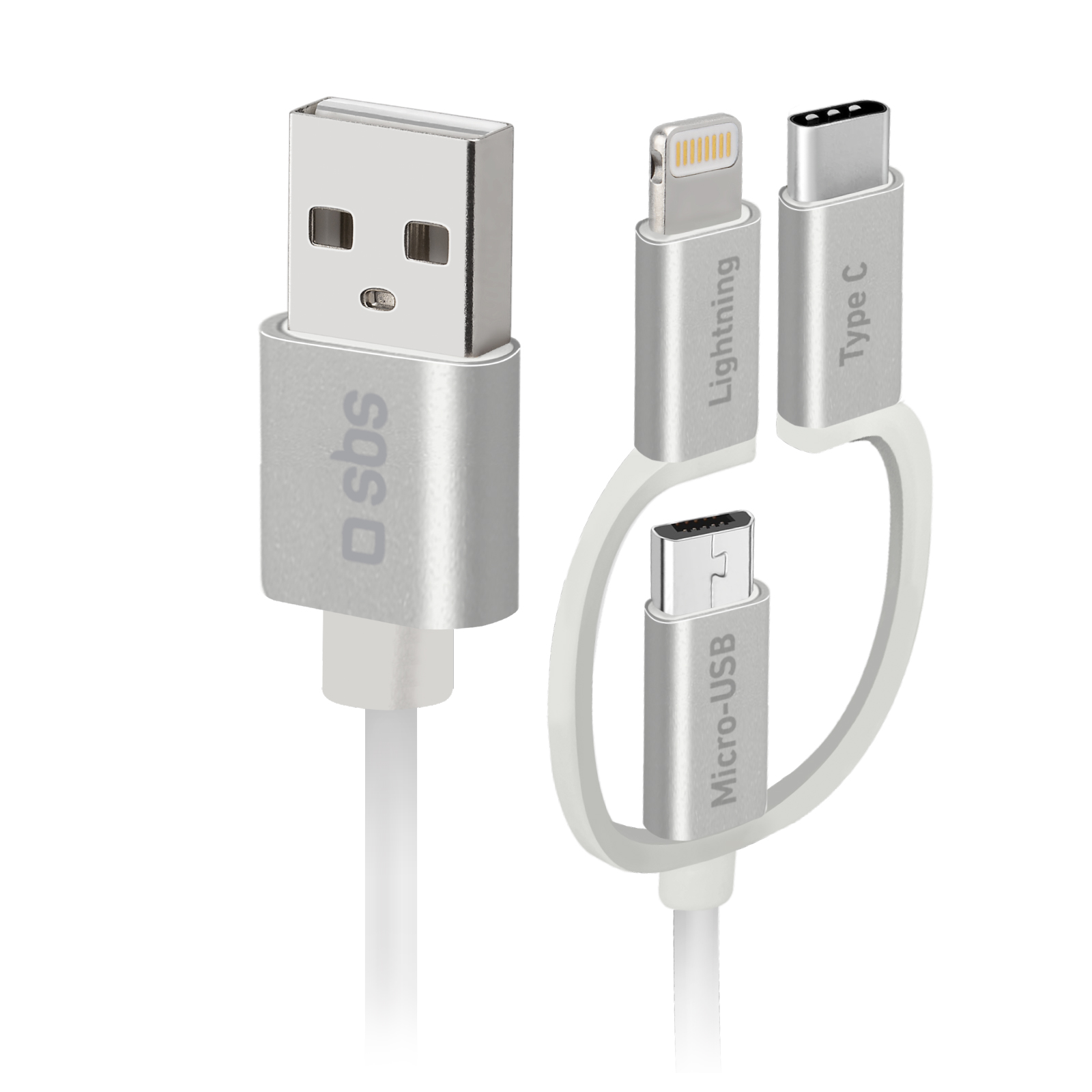 SBS - USB kábel 3 v 1 1,2 m, bie
