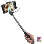 SBS - Selfie tyč s pogumovaním, hliník, jack 3.5mm, 50 cm, čierna