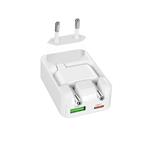 SBS - Sieťový adaptér Flexi, USB-A/USB-C, GaN, PD, 30 W, biela
