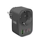 SBS - Viacportový cestovný adaptér 2x USB-C/USB-A/Schuko, PD 30 W, čierna